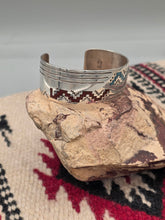 Load image into Gallery viewer, TURQUOISE &amp; CORAL CHIP INLAY CUFF BRACELET - RAYMOND BEGAY
