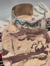 Load image into Gallery viewer, TURQUOISE &amp; CORAL CHIP INLAY CUFF BRACELET - RAYMOND BEGAY
