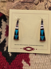 Load image into Gallery viewer, MULTI STONE INLAY HALF HOOP POST EARRINGS - ZUNI  - TAMMIE QUALO
