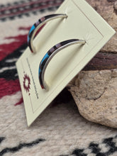 Load image into Gallery viewer, MULTI STONE INLAY HALF HOOP POST EARRINGS - ZUNI  - TAMMIE QUALO
