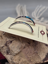 Load image into Gallery viewer, MULTI STONE INLAY HALF HOOP POST EARRINGS - ZUNI  - TAMMIE QUALO
