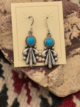 Load image into Gallery viewer, BRUSHED SILVER TURQUOISE EARRINGS  - ANNIE SPENCER
