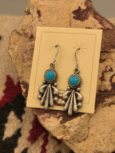 Load image into Gallery viewer, BRUSHED SILVER TURQUOISE EARRINGS  - ANNIE SPENCER
