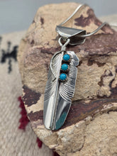 Load image into Gallery viewer, TURQUOISE FEATHER NECKLACE  - CHRIS CHARLEY
