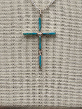 Load image into Gallery viewer, TURQUOISE NEEDLEPOINT CROSS NECKLACE- ZUNI - ASHLEY LAATE
