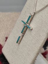 Load image into Gallery viewer, TURQUOISE NEEDLEPOINT CROSS NECKLACE- ZUNI - ASHLEY LAATE
