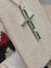 Load image into Gallery viewer, TURQUOISE NEEDLEPOINT CROSS NECKLACE- ZUNI - ASHLEY LAATE
