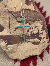 Load image into Gallery viewer, TURQUOISE NEEDLEPOINT CROSS NECKLACE- ZUNI - ASHLEY LAATE
