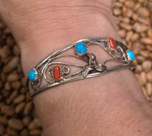 Load image into Gallery viewer, TURQUOISE &amp; CORAL CUFF STYLE BRACELET - MAX CALADITTO
