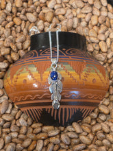 Load image into Gallery viewer, LAPIS FEATHER NECKLACE- DELBERT DELGARITO
