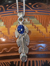 Load image into Gallery viewer, LAPIS FEATHER NECKLACE- DELBERT DELGARITO
