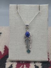 Load image into Gallery viewer, LAPIS FEATHER NECKLACE- DELBERT DELGARITO
