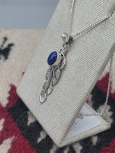 Load image into Gallery viewer, LAPIS FEATHER NECKLACE- DELBERT DELGARITO
