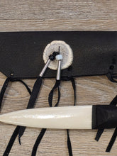 Load image into Gallery viewer, BONE KNIFE WITH BLACK LEATHER SHEATH
