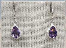 Load image into Gallery viewer, AMETHYST TEARDROP EARRINGS - STERLING SILVER
