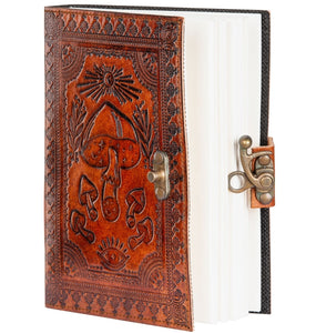 LEATHER LOCKING JOURNAL- MUSHROOM