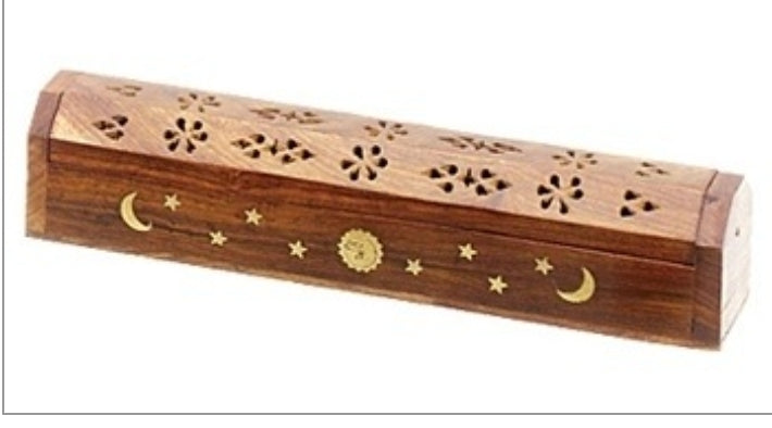 INCENSE WOODEN COFFIN BURNER - CELESTIAL