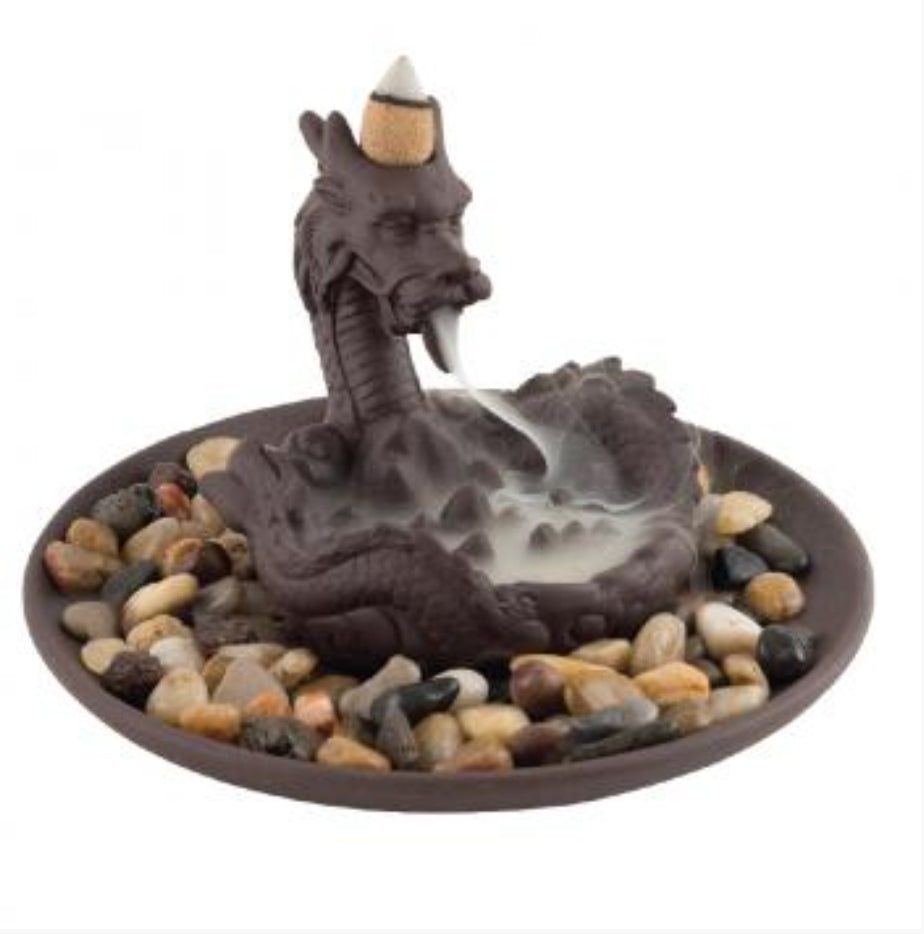 DRAGON BACKFLOW BURNER WITH STONES