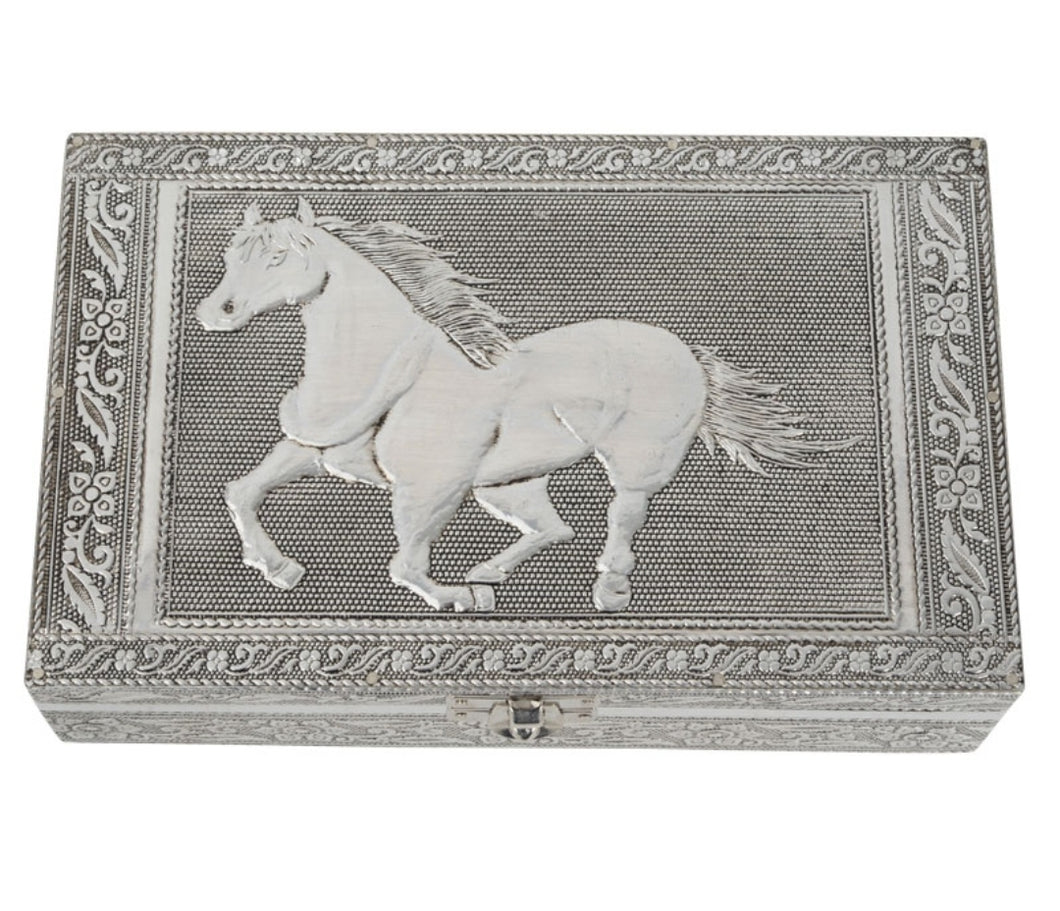 HORSE SILVER METAL BOX