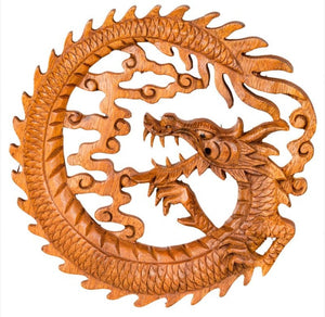 DRAGON WOODEN WALL PLAQUE- 7.5"