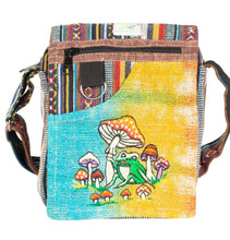 Load image into Gallery viewer, MESSENGER BAG- SMALL- MUSHROOM &amp; FROG
