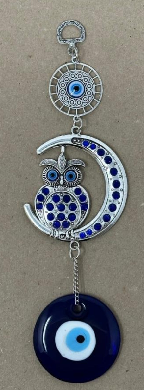 OWL CRESCENT MOON WITH EVIL EYE