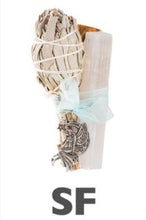 Load image into Gallery viewer, PALO SANTO, SAGE, AND SELENITE SMUDGE KIT w/ PENDANT
