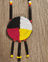 Load image into Gallery viewer, HORN BEADED ROSETTE NECKLACE- MEDICINE WHEEL
