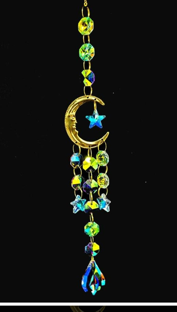 RAINBOW CRESCENT MOON CRYSTAL SUNCATCHER 18