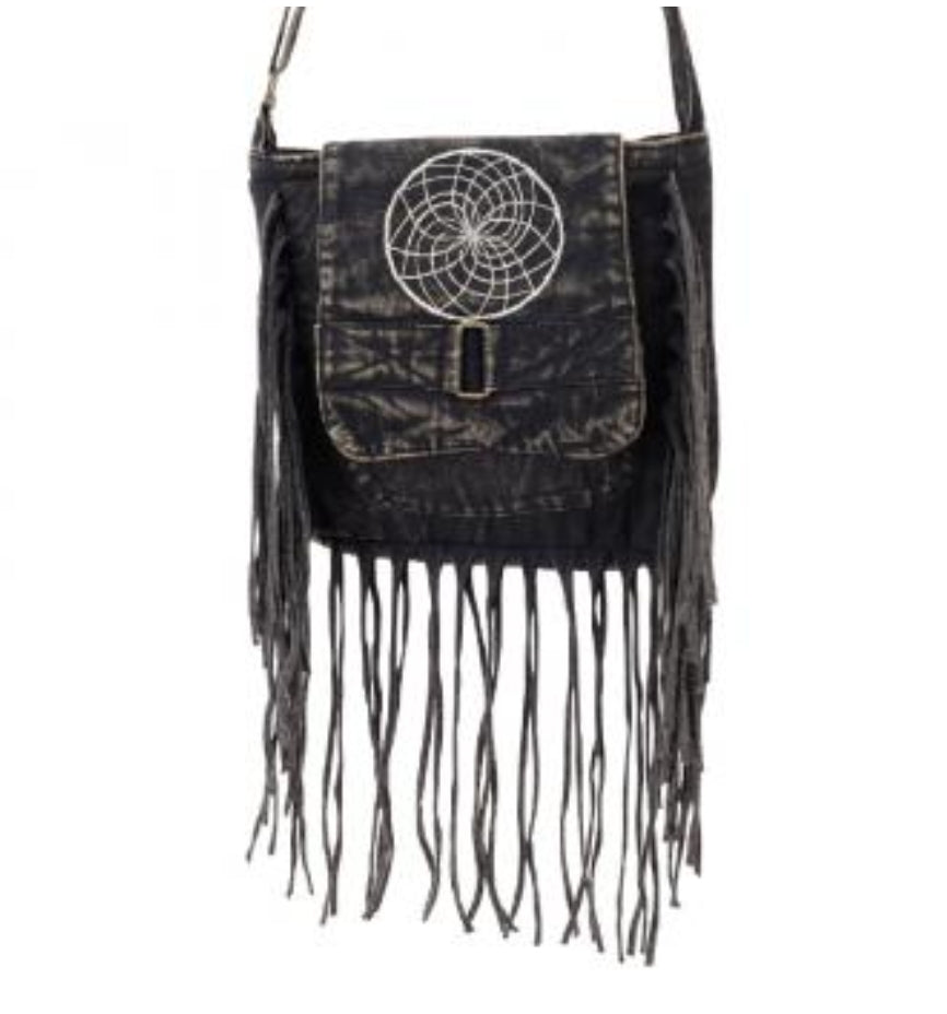 STONE WASHED BLACK DREAMCATCHER BAG