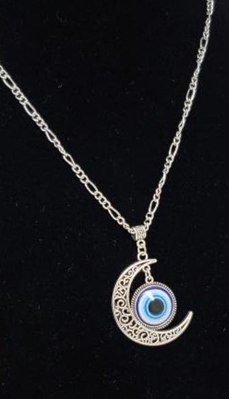 EVIL EYE CRESCENT MOON NECKLACE