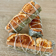 Load image into Gallery viewer, WHITE SAGE, CEDAEWOOD, CINNAMON &amp; ORANGE 4&quot; WANDS - 2 PACK
