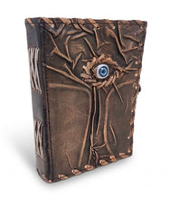 Load image into Gallery viewer, LEATHER LOCKING JOURNAL - EVIL EYE WITH TREE OF LIFE
