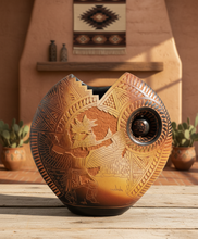 Load image into Gallery viewer, ACOMA ETCHWARE EAGLE DANCER KACHINA PILLOW POT POTTERY - DIANE ARAGON #2
