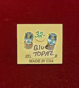BLUE TOPAZ OVAL Mini Post Earrings- 5 x 7 OVAL
