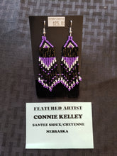 Load image into Gallery viewer, BEADED EARRINGS  - Purple/Black- CONNIE KELLEY
