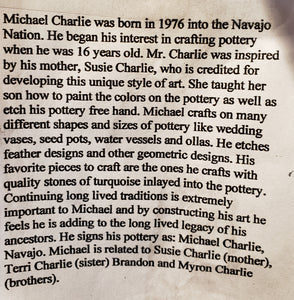 NAVAJO ETCHWARE POTTERY - SEED POT - MICHAEL CHARLIE