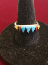 Load image into Gallery viewer, ZUNI MULTI STONE INLAY RING - size 8 1/2
