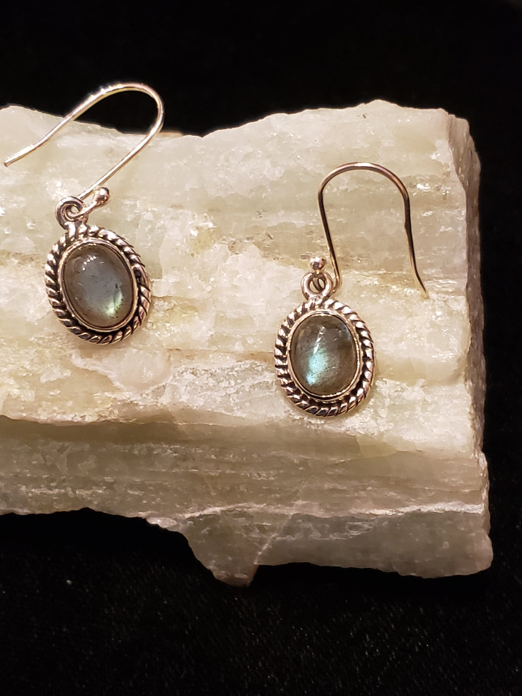 LABRADORITE SMALL OVAL EARRINGS