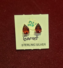 Load image into Gallery viewer, GARNET MINI POST EARRINGS  - TEARDROP
