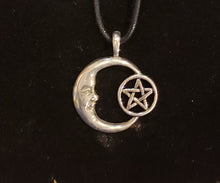 Load image into Gallery viewer, PEWTER NECKLACE  - PENTACLE MOON
