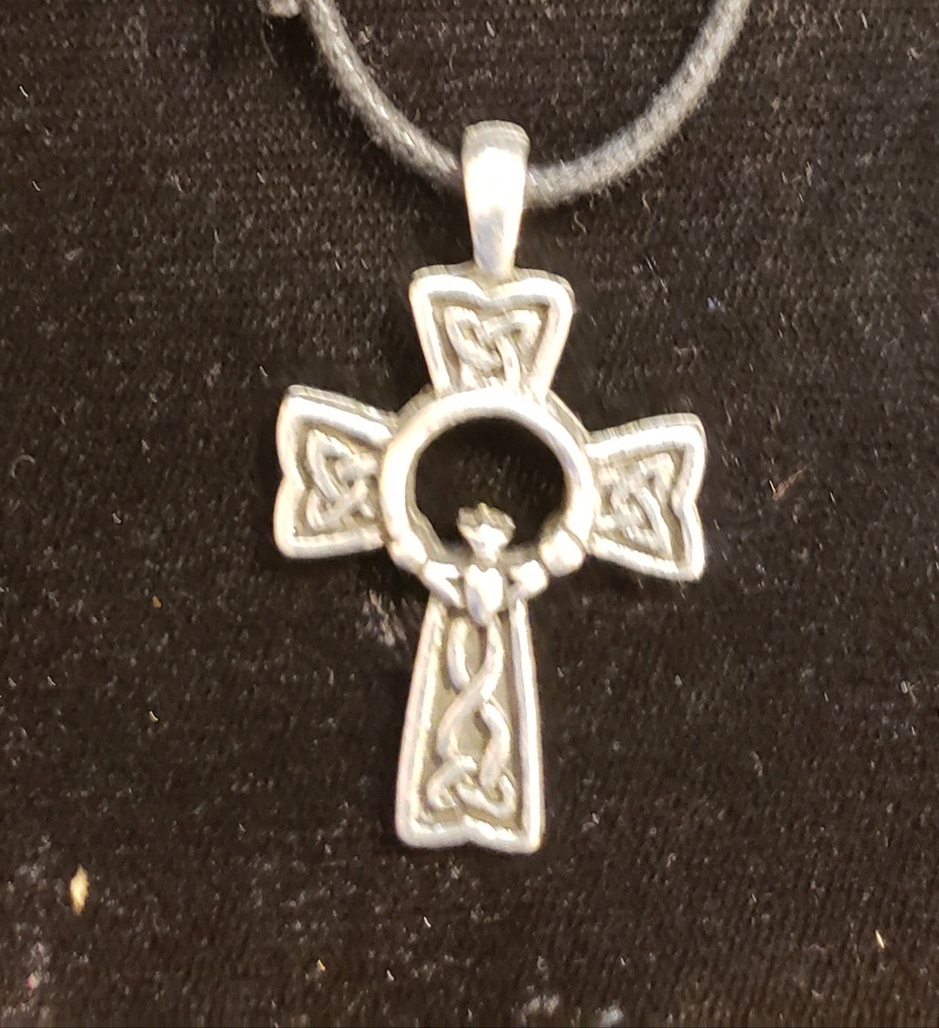 PEWTER NECKLACE  - CLADDAGH CROSS