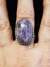 Load image into Gallery viewer, CHAROITE RING - SIZE 8 - OVAL SHAPED
