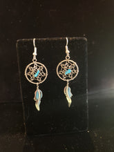 Load image into Gallery viewer, TURQUOISE DREAMCATCHER EARRINGS
