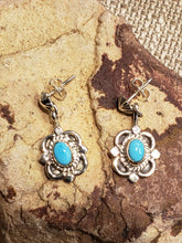 Load image into Gallery viewer, TURQUOISE EARRINGS  - POST STYLE - RUNNING BEAR
