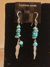 Load image into Gallery viewer, TURQUOISE FEATHER EARRINGS
