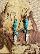 Load image into Gallery viewer, TURQUOISE FEATHER EARRINGS
