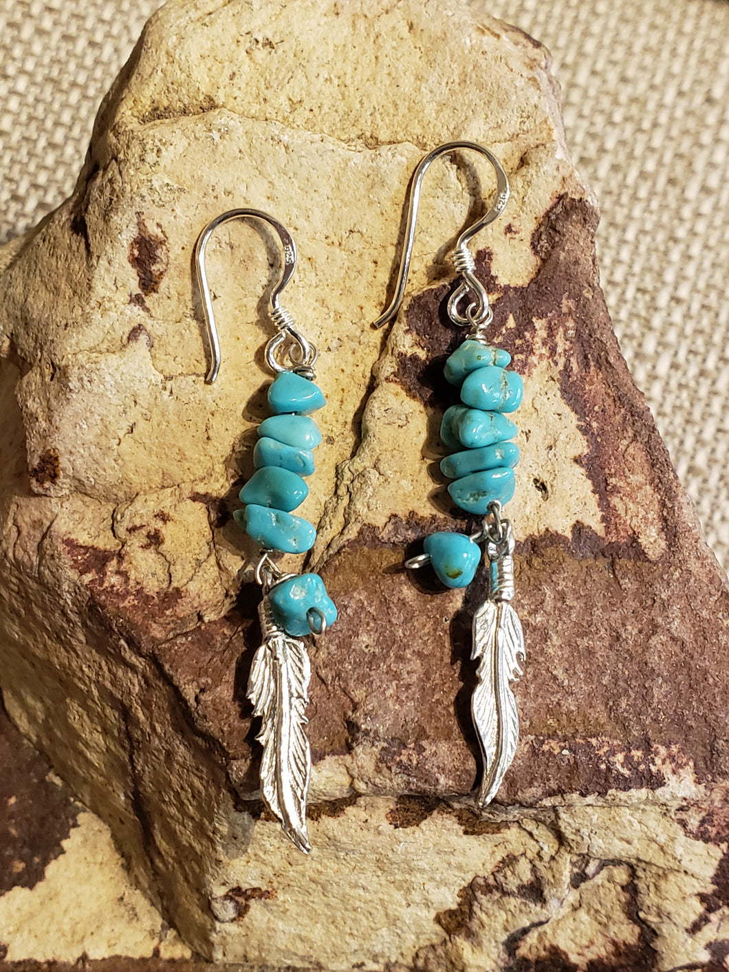 TURQUOISE FEATHER EARRINGS