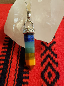 CHAKRA POINT NECKLACE  - 24" Silver Plated Chain