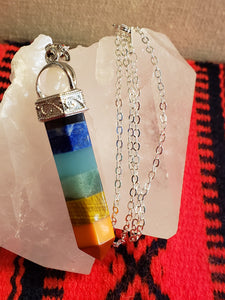CHAKRA POINT NECKLACE  - 24" Silver Plated Chain